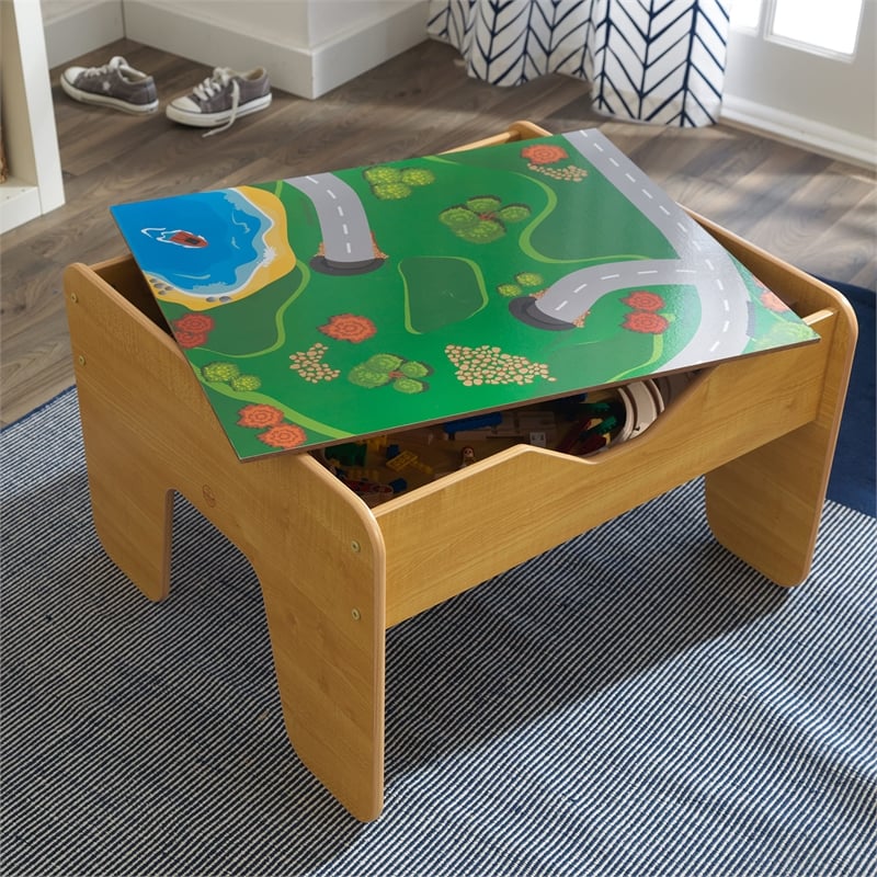 KidKraft 2-in-1 Activity Table with Train Set in Natural