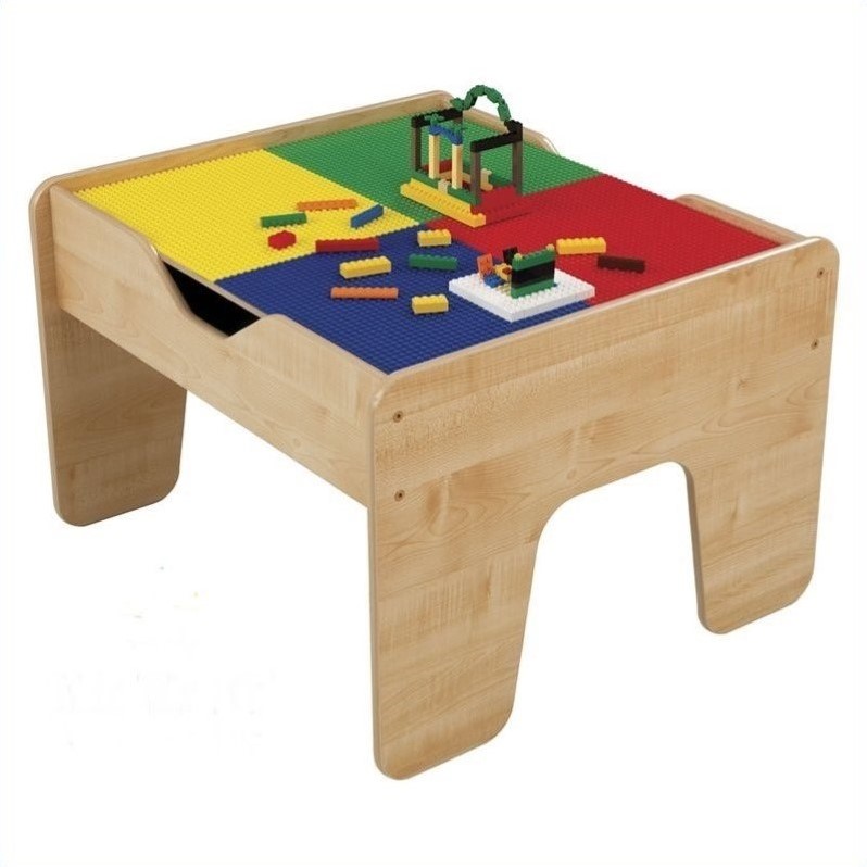 KidKraft 2-in-1 Activity Table with Lego and Train Set in Natural
