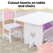 KidKraft Heart Wood Table and 2 Chair Set in Multi-Color