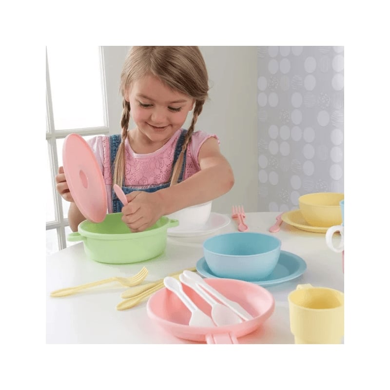 KidKraft 27 Piece Kitchen Dish Play set in Pastel Multi Color