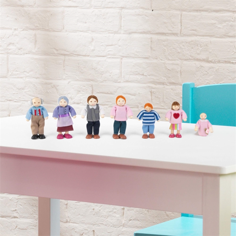 KidKraft Doll House Doll Family of 7 - Caucasian in Multi-Color Fabric
