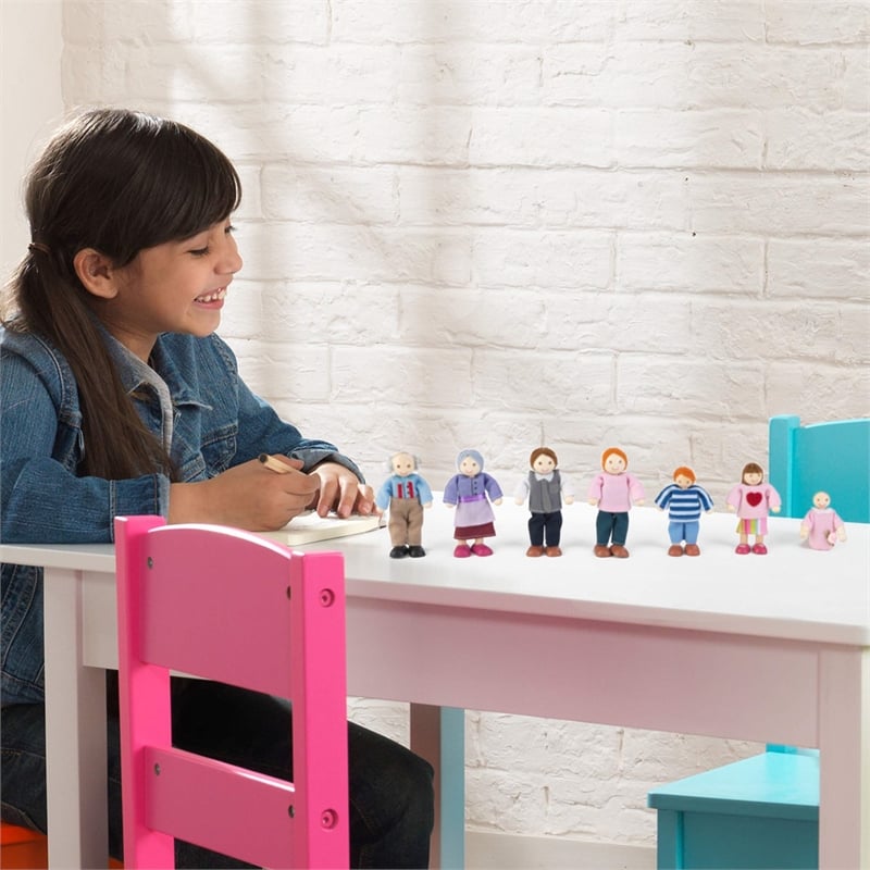 KidKraft Doll House Doll Family of 7 - Caucasian in Multi-Color Fabric