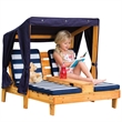 KidKraft Double Chaise Lounge with Cup Holder in Honey and Navy