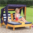KidKraft Double Chaise Lounge with Cup Holder in Honey and Navy
