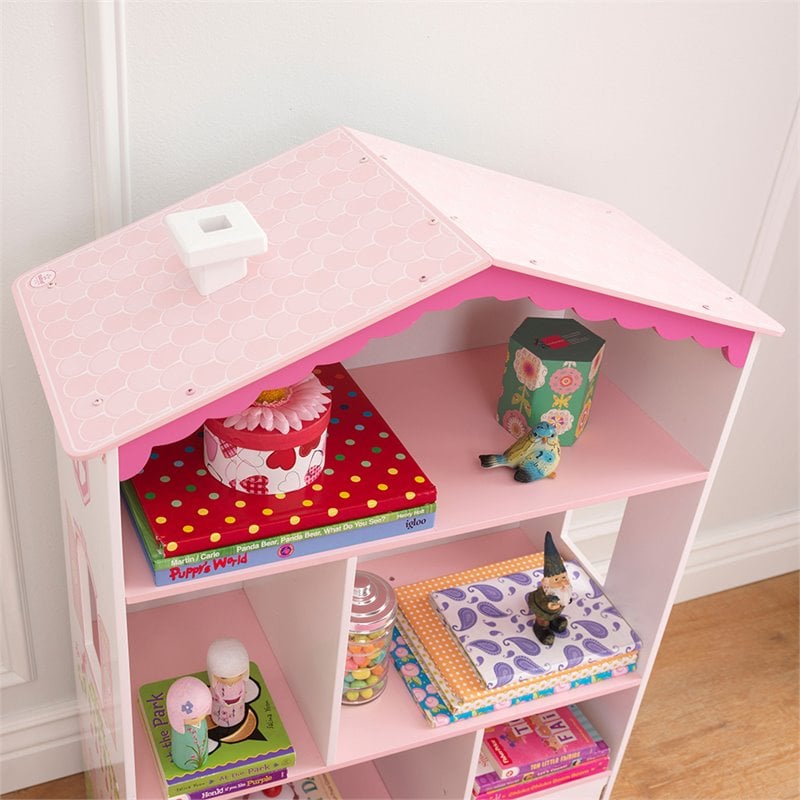 KidKraft Dollhouse Bookcase in Pink and White