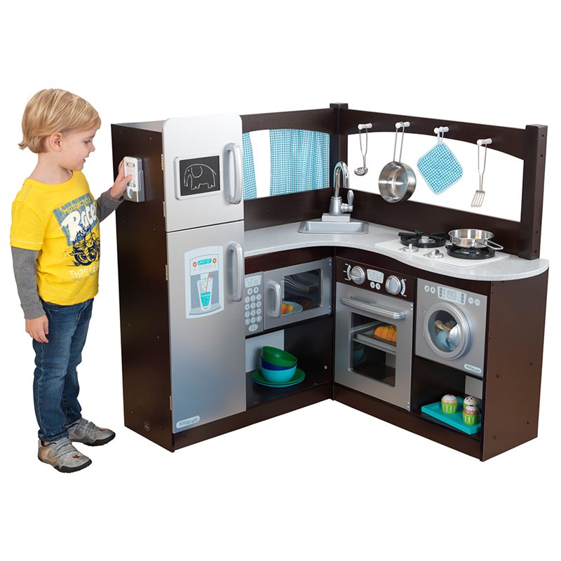 Kidkraft Grand Gourmet Corner Play Kitchen In Espresso 53302