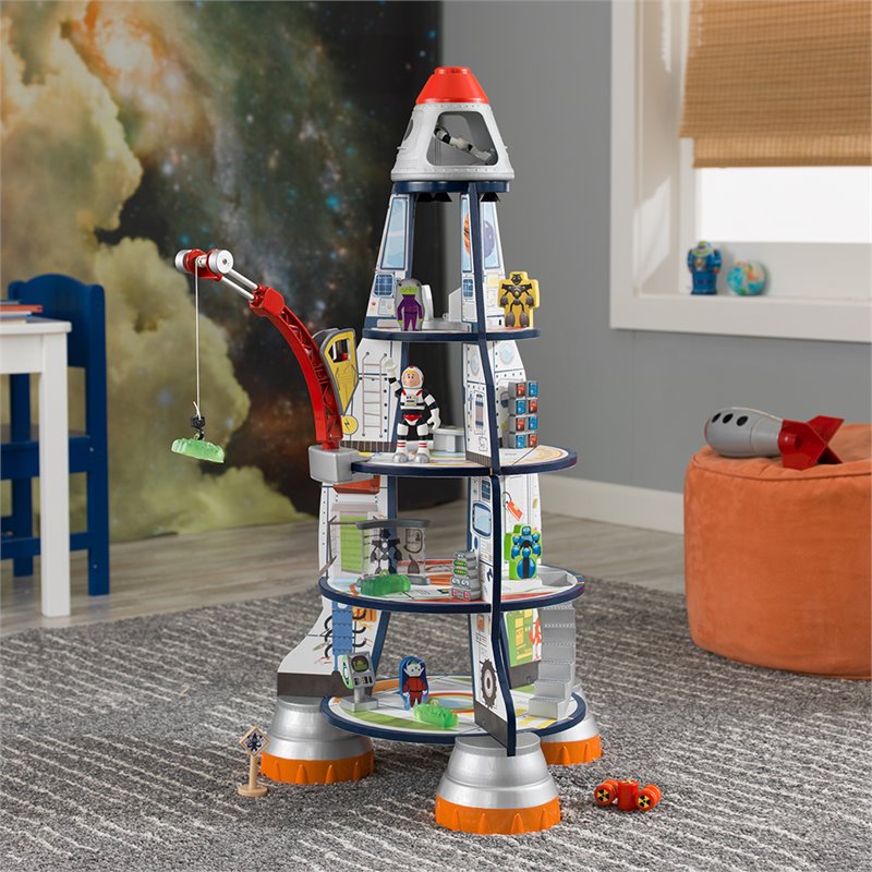 KidKraft Rocket Ship Play Set in Gray and Red