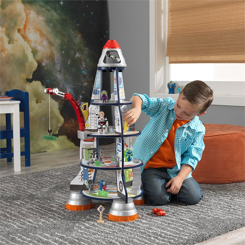 KidKraft Rocket Ship Play Set in Gray and Red