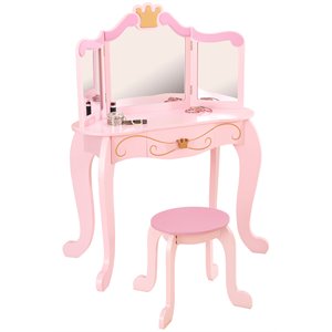 kidkraft princess 2 piece kids vanity set in pink