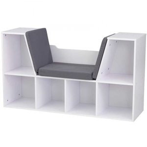 KidKraft 6 Cubby Bookcase with Reading Nook in White