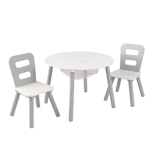 KidKraft 3 Piece Storage Table and Chair Set in Gray and White
