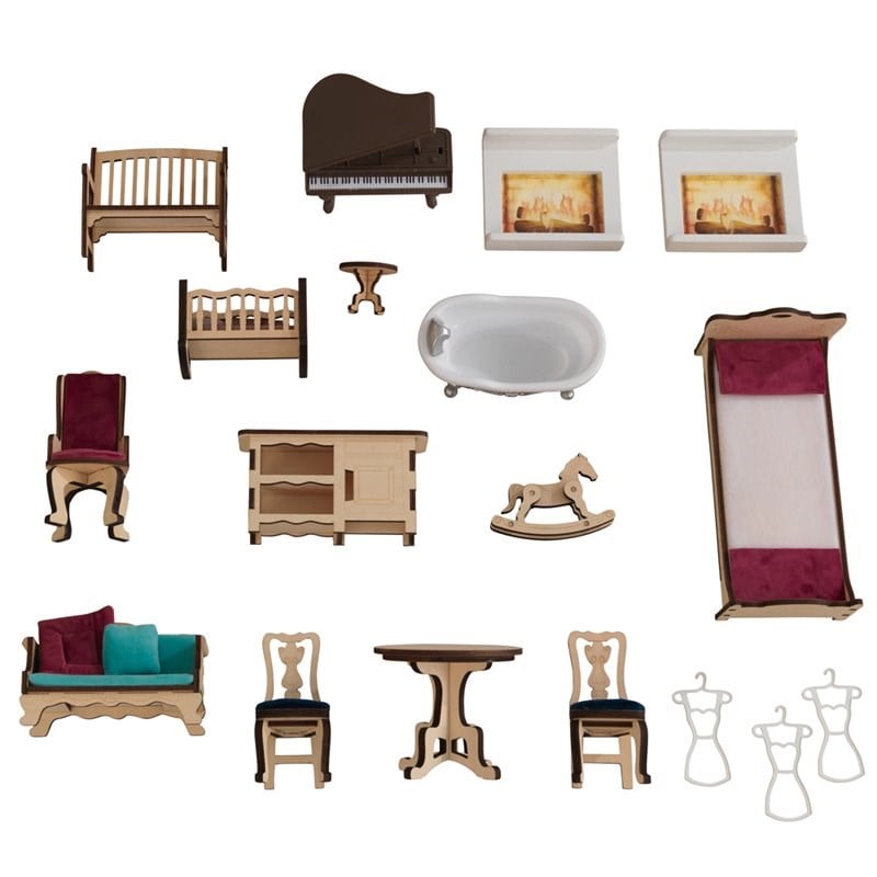 KidKraft 20 Piece Grand Anniversary Dollhouse in Blue and White