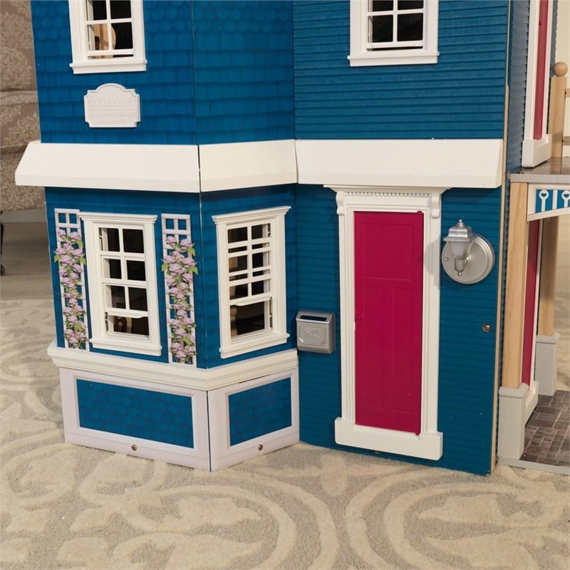 KidKraft 20 Piece Grand Anniversary Dollhouse in Blue and White