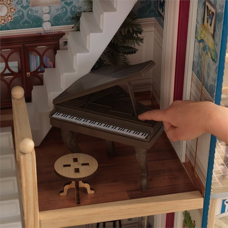 KidKraft 20 Piece Grand Anniversary Dollhouse in Blue and White