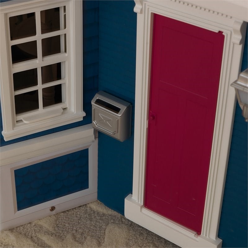 KidKraft 20 Piece Grand Anniversary Dollhouse in Blue and White