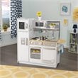 2 Piece Modern White Play Kitchen with Colorful Storage Bin Set