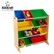 2 Piece Modern White Play Kitchen with Colorful Storage Bin Set