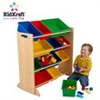 2 Piece Modern White Play Kitchen with Colorful Storage Bin Set