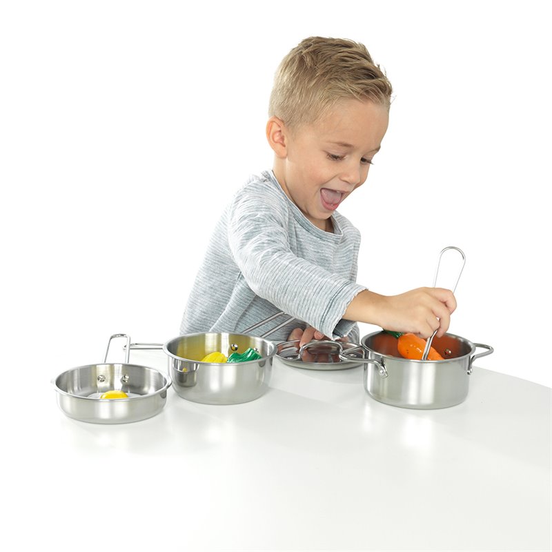 Complete Modern Kids Play Kitchen Set with Toy Cookware Set in White