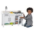 Kids Play Kitchen Set in White with 27 Piece Toy Dish Play Set