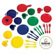 Kids Play Kitchen Set in White with 27 Piece Toy Dish Play Set