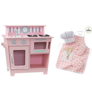 Kitchen 2 Piece Girls Play Kitchen Set with Chef Accessory Set