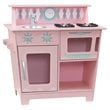Girls Play Kitchen Set and 27 Piece Kitchen Dish Play Set in Pastel