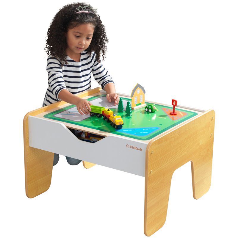 Kidkraft 2 in 1 Wooden Activity Table with Board in Gray and Natural
