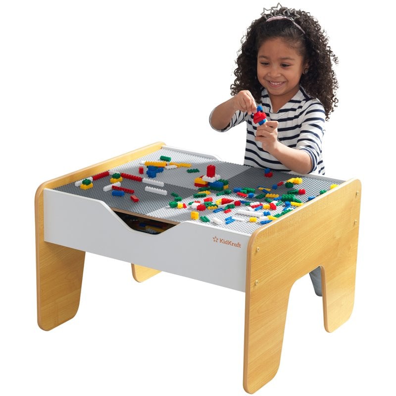 Kidkraft 2 in 1 Wooden Activity Table with Board in Gray and Natural