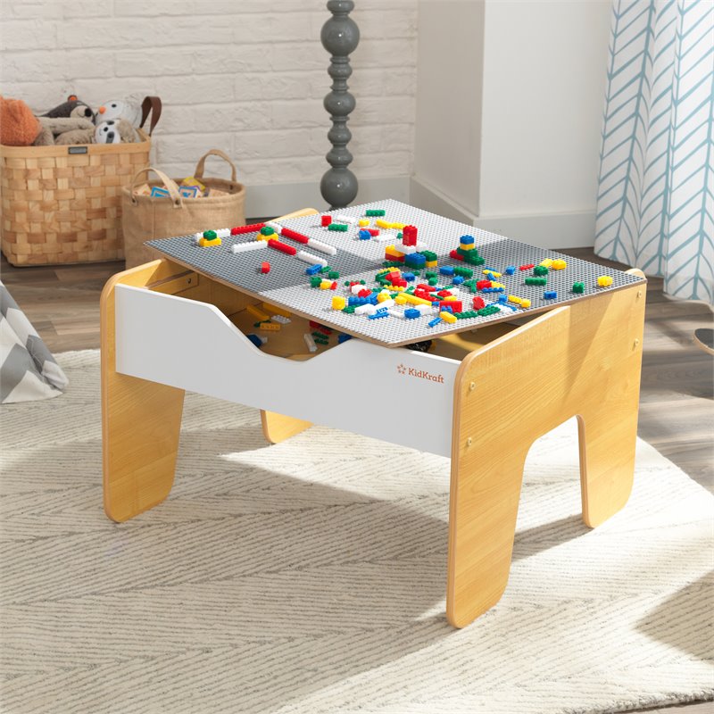 Kidkraft 2 in 1 Wooden Activity Table with Board in Gray and Natural
