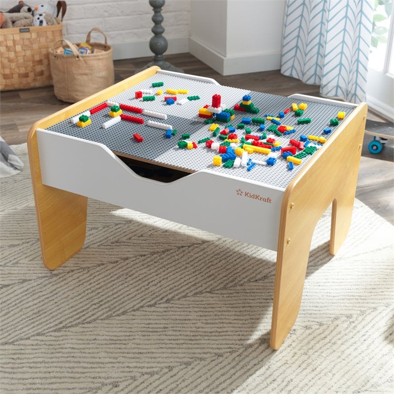 Kidkraft 2 in 1 Wooden Activity Table with Board in Gray and Natural