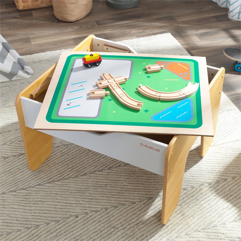 Kidkraft 2 in 1 Wooden Activity Table with Board in Gray and Natural
