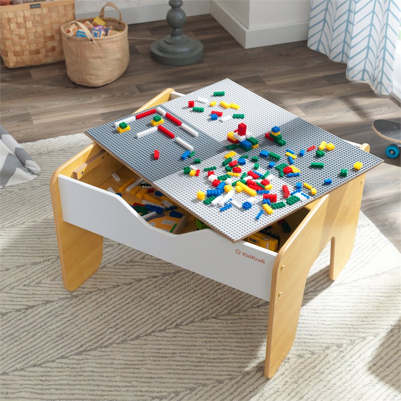 Kidkraft 2 in 1 Wooden Activity Table with Board in Gray and Natural