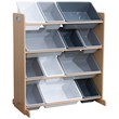 Kidkraft Sort It & Store It 4 Shelf Plastic Storage Bin Unit in Gray and Natural