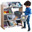 Kidkraft Sort It & Store It 4 Shelf Plastic Storage Bin Unit in Gray and Natural