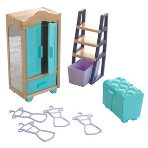 kidkraft 8 piece wooden plastic master closet dollhouse accessory pack