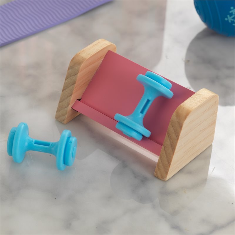 Kidkraft 8 Piece Wooden Plastic Home Gym Dollhouse Accessory Pack
