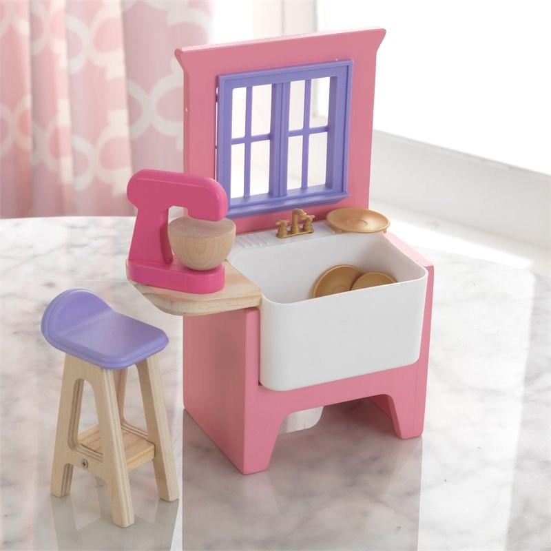 Kidkraft 8 Piece Wooden Plastic Kitchen Upgrade Dollhouse Accessory Pack
