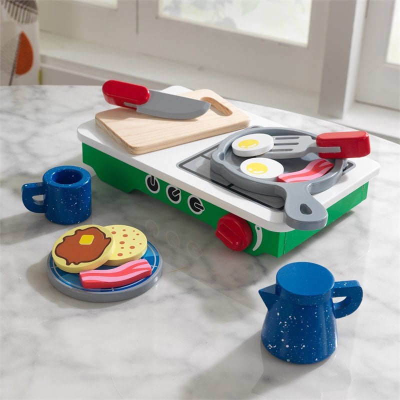 Kidkraft Let's Pretend 27 Piece Wooden Plastic Camping Cookout Play Set