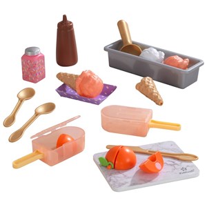 Kidkraft Create & Cook 20 Piece Wooden Plastic Peach Popsicles Play Set