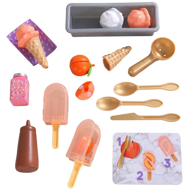 Kidkraft Create & Cook 20 Piece Wooden Plastic Peach Popsicles Play Set