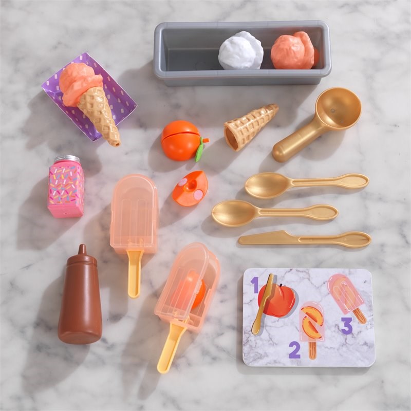 Kidkraft Create & Cook 20 Piece Wooden Plastic Peach Popsicles Play Set