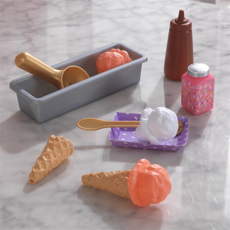 Kidkraft Create & Cook 20 Piece Wooden Plastic Peach Popsicles Play Set