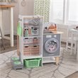Kidkraft 2 in 1 Wooden Plastic Play Kitchen and Laundry in Gray and White