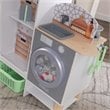 Kidkraft 2 in 1 Wooden Plastic Play Kitchen and Laundry in Gray and White
