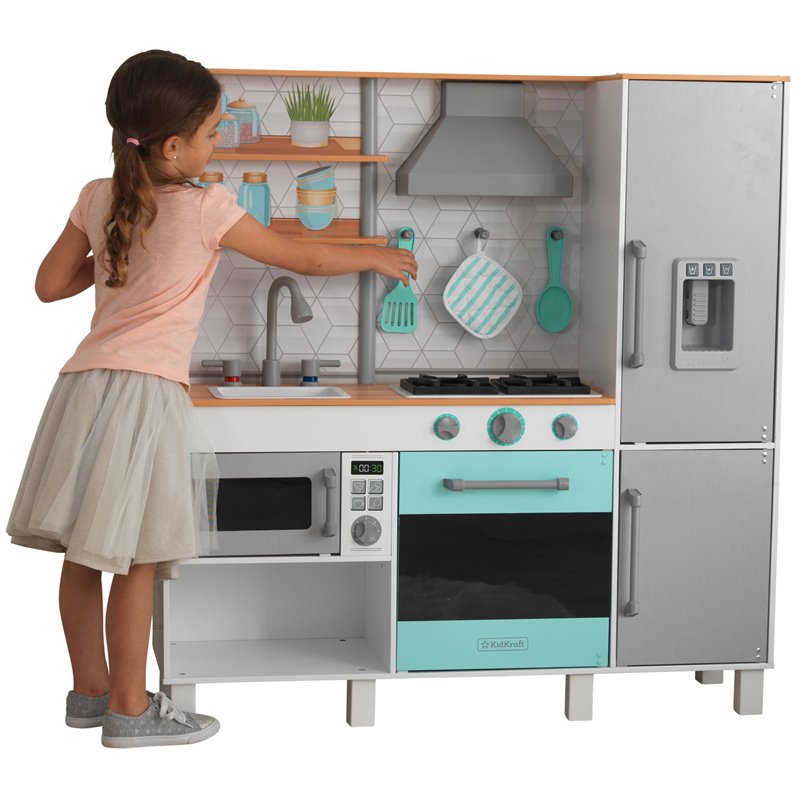 Kidkraft Gourmet Chef Wooden Play Kitchen With Ez Kraft Assembly In White 53421