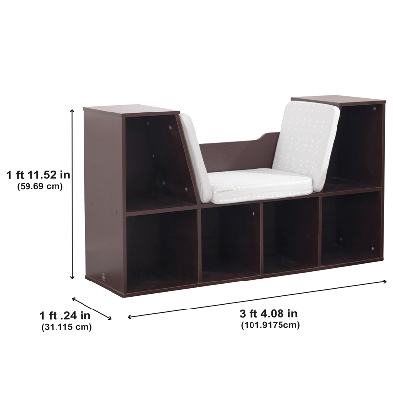 Kidkraft 6 Cubby Wooden Fabric Cushioned Reading Nook Bookcase in Lavender