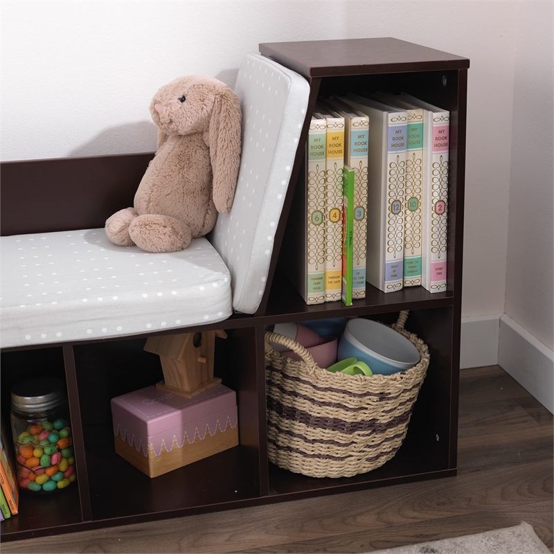 Kidkraft 6 Cubby Wooden Fabric Cushioned Reading Nook Bookcase in Lavender