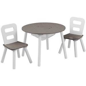 Kidkraft 3 Piece 23.5&quot Round Wooden Storage Activity Table Set in Brown
