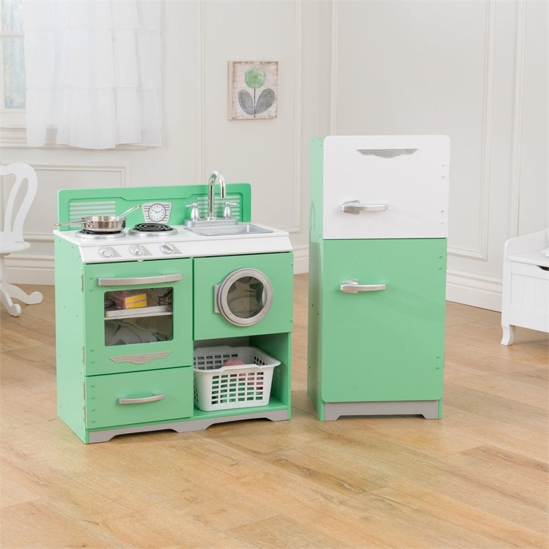Kidkraft Homestyle Wooden Plastic Play Kitchen in Pistachio